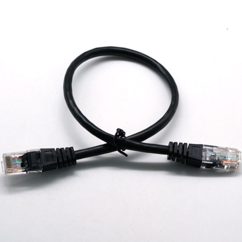 RJ45 8PIN Testa trasparente 24/26AWG Cavo di rete Ethernet nero Cavo LAN Cablaggio elettrico